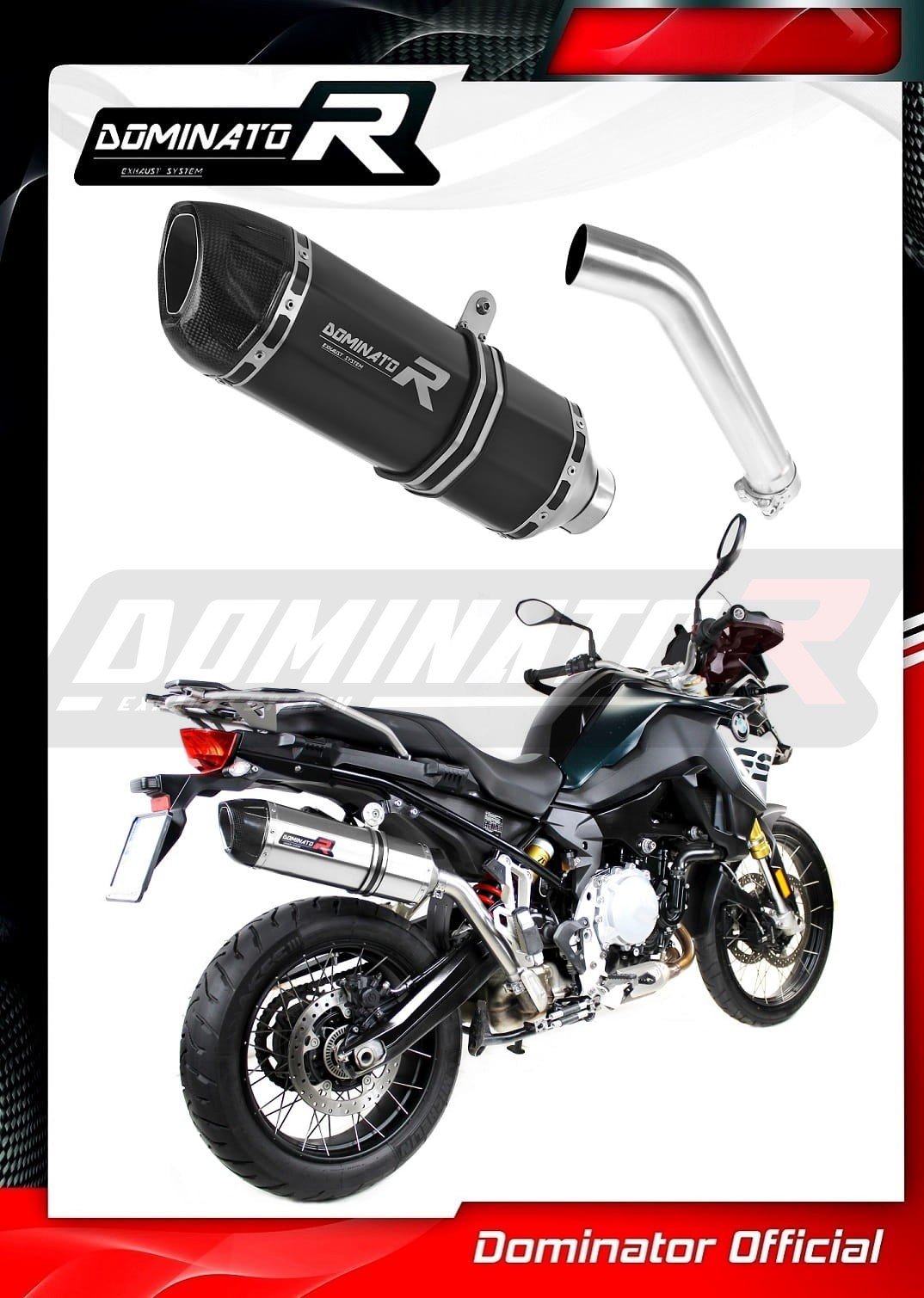 BMW-F850GS-2021—2022-EXHAUST-Muffler-Auspuff-Sportauspuff-Silencer-Echappement-Silencieux-Scarico-Scarichi-Escape-Wydech-Tlumik-HP1-BLACK-Dominator-Exhaust-System