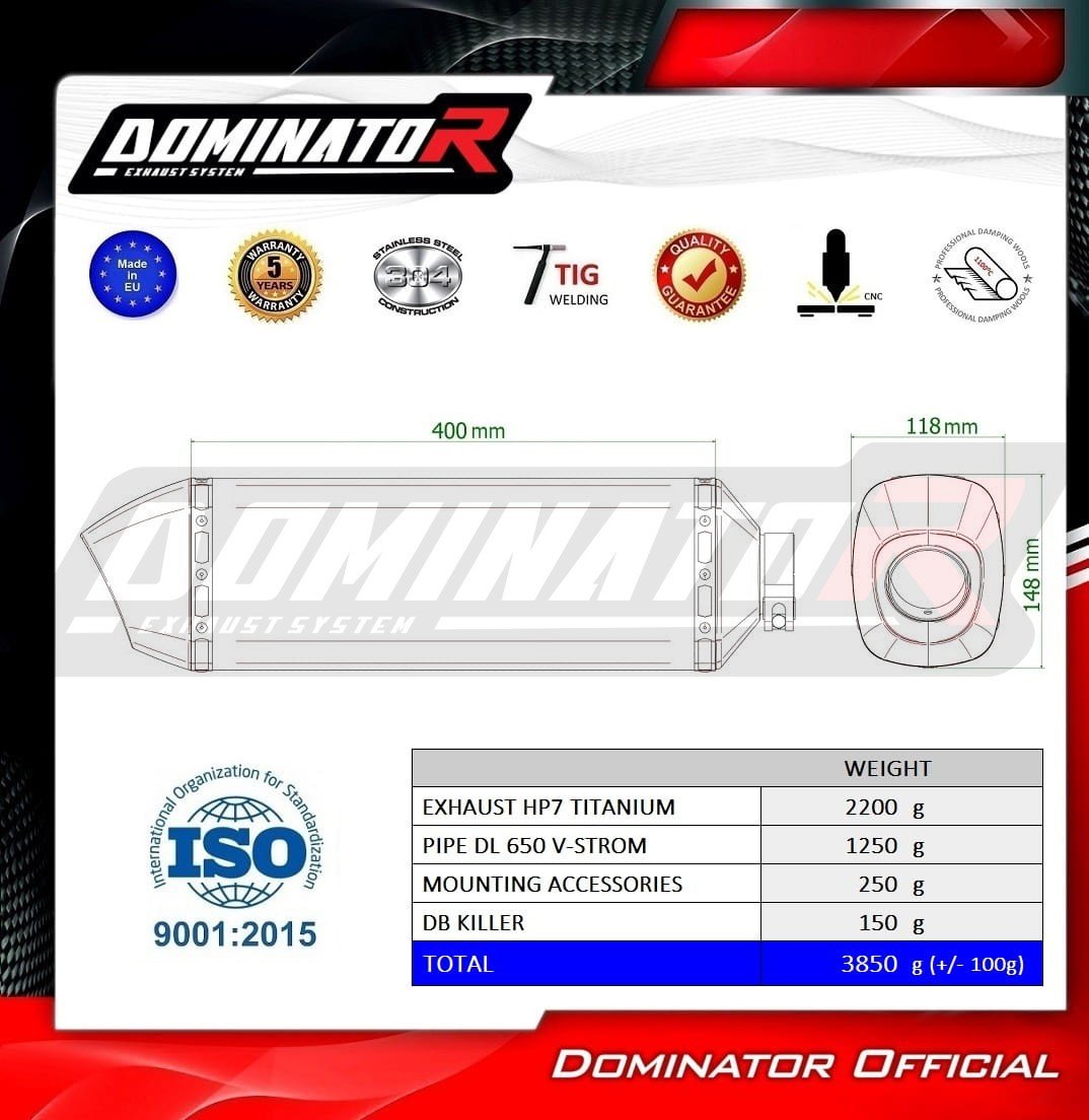 Suzuki-DL-650-V-Strom-2017—2022-EXHAUST-Muffler-Auspuff-Sportauspuff-Silencer-Echappement-Silencieux-Scarico-Scarichi-Escape-Wydech-Tlumik-HP7-Titanium-tytan-Dominator-Exhaust-System-4
